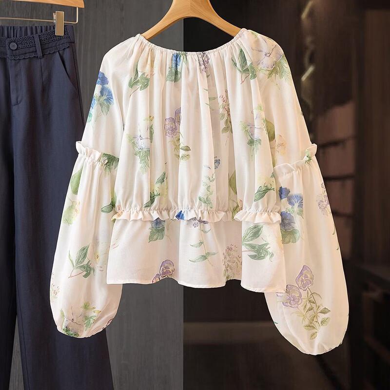 Women's Floral Long-Sleeve Pullover Blouse