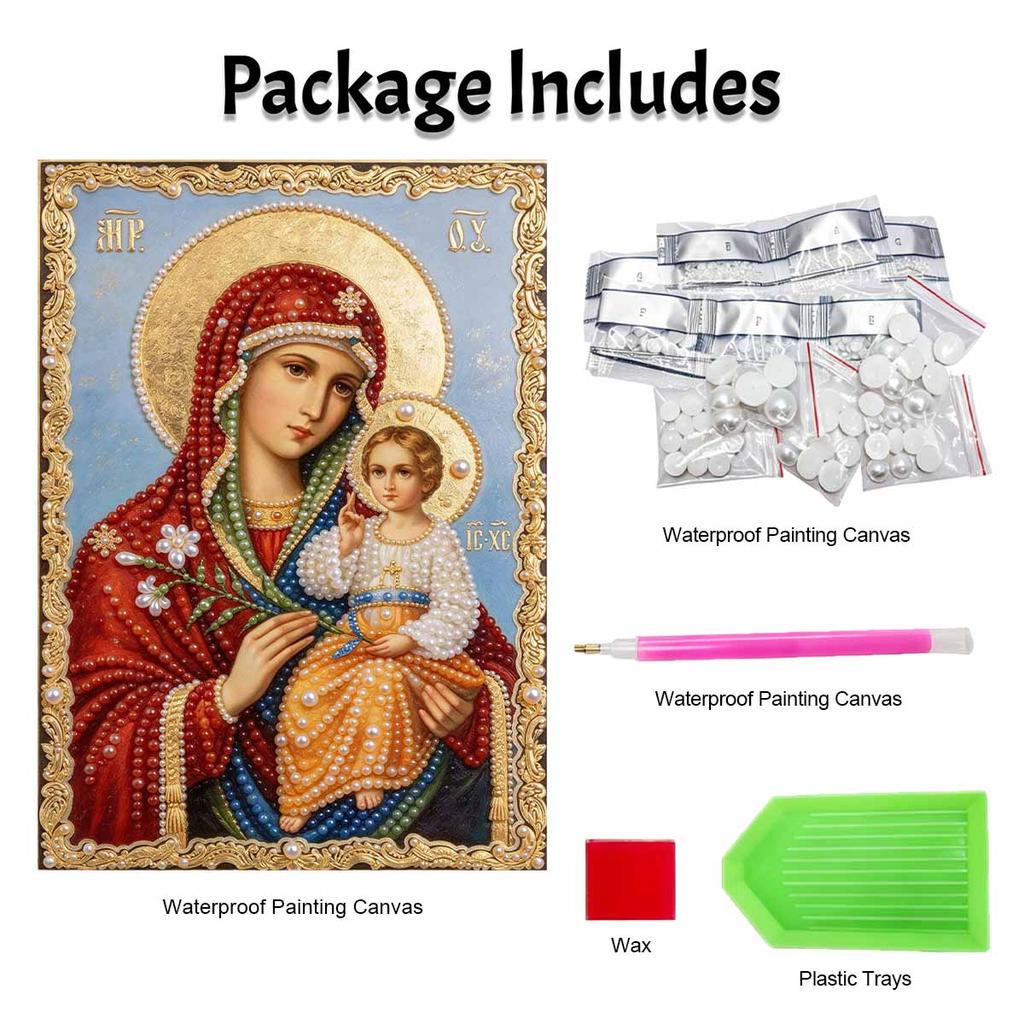 DIY 3D Pearl Diamond Painting Art Set Religious Madonna and Family Home Decor Art Set Wall Art