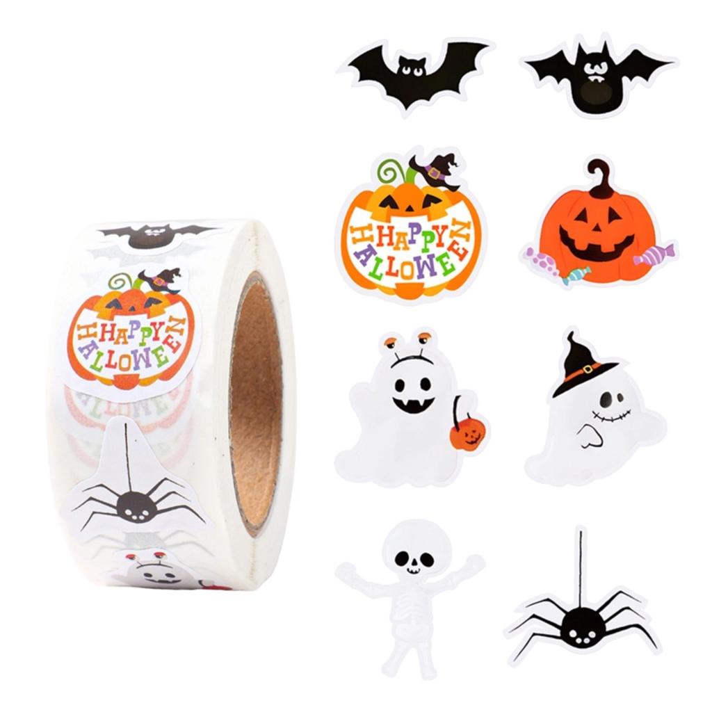 500 Pack Halloween Stickers - Assorted Designs for Party Favors, Bags and Kids Crafts
