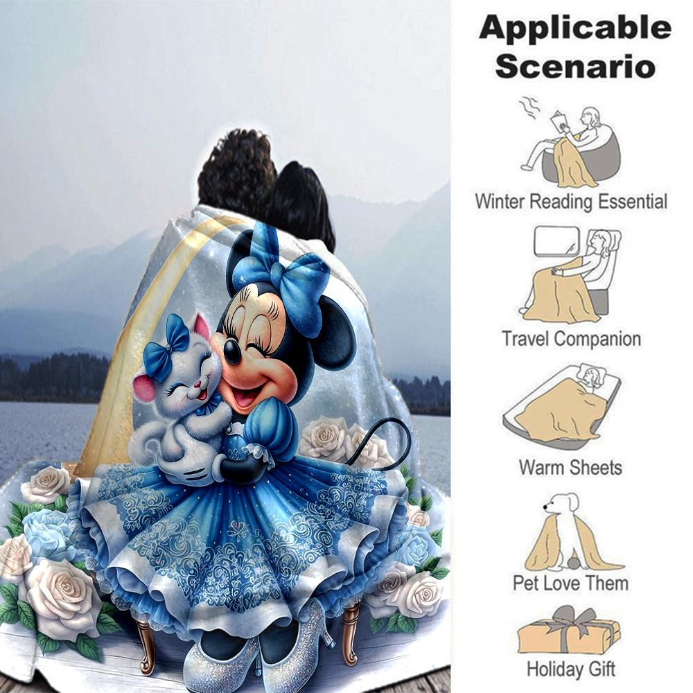 1pc Happy Minnie Blanket Lightweight Flannel Throw for Sofa Bed Travel Camping Livingroom Office Couch Chair