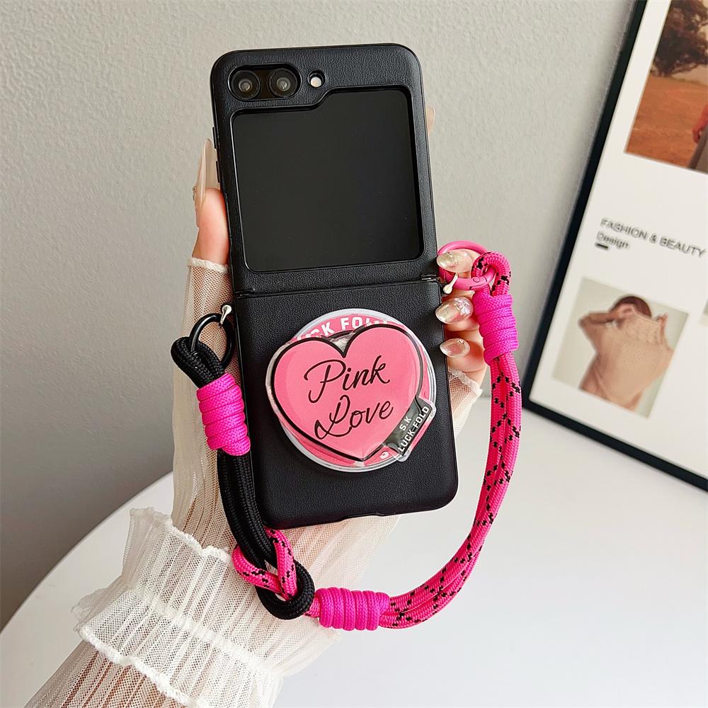 3 in 1 Detachable Magnetic Love Stand Wrist Strap Phone Case for Samsung Galaxy Flip7 Flip6 Z Flip 3 4 5 6 7 FE Protective Cover