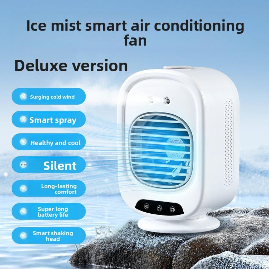 Portable Mobile Air Conditioner Spray Fan For Car And Office Desktop, Usb Rechargeable Small Cooler