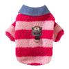 Cat Autumn and Winter Bear Striped Shirt Collar Flannel Medium and Small Dog Dog Hairless Cat Pet Cat Clothes