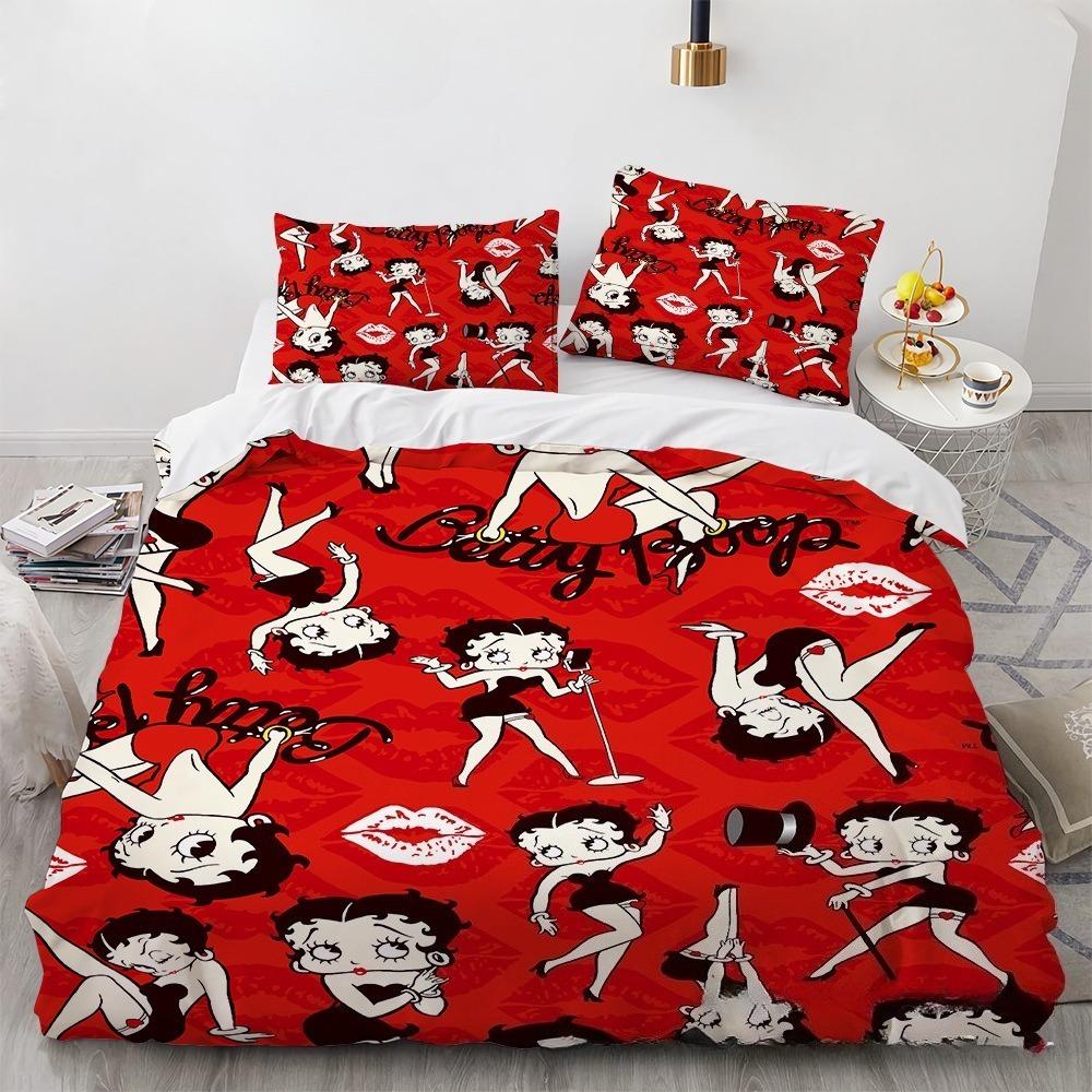 Cartoon Betty Duvet Cover Pillowcase Bedding Set BoyGirl Bedroom Decoration ChildrenGift Single Double Large SizeZip Duvet Cove