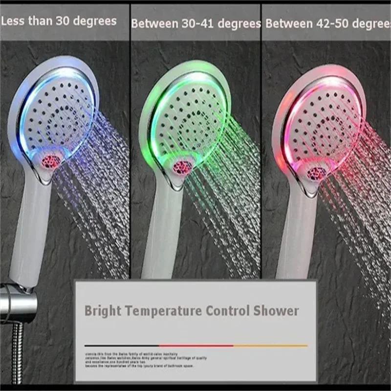 1pc LED Shower Spray Automatic Digital Temperature Sensor 3 Colors Change Water Powered New Shower Head Bathroom Accessories