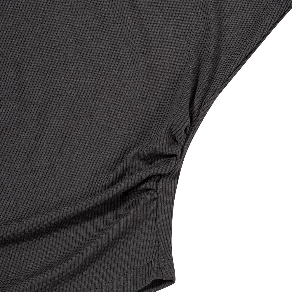 MOAA Side Shirred U-Neck Short Sleeve (Charcoal)