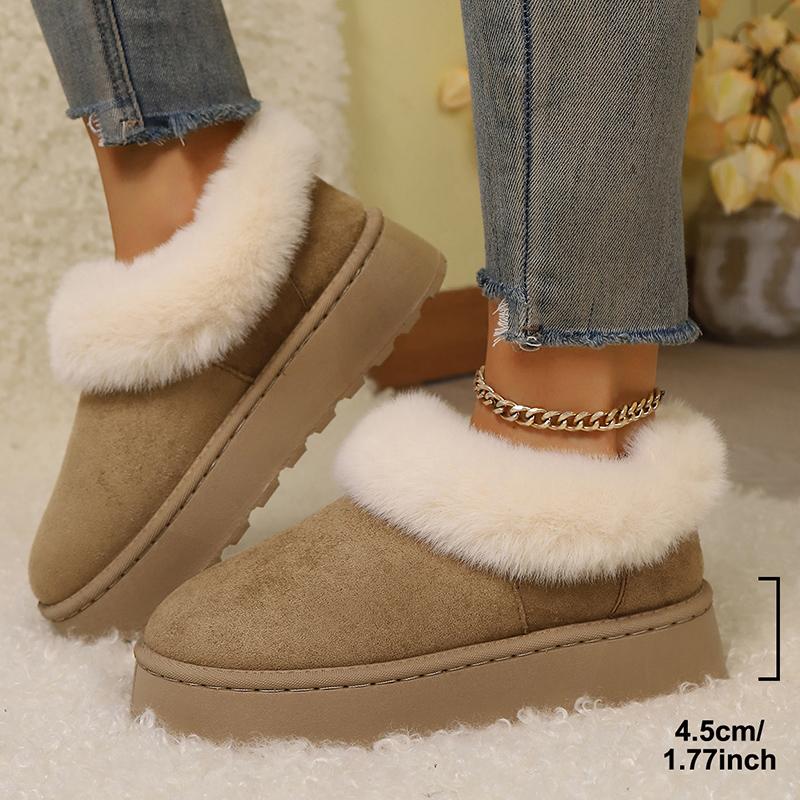 

Fashion Faux Fur Platform Snow Boots for Women Non Slip Warm Winter Cotton Shoes Woman Plus Size 36-43 Thicken Plush Ankle Boots Ladies 36