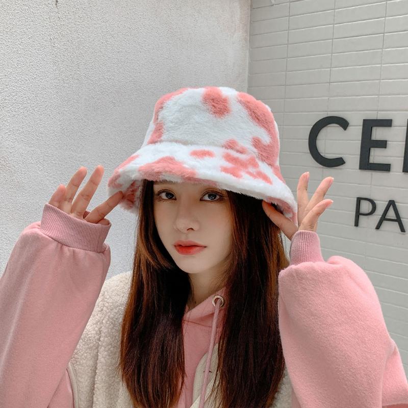 Cow Plush Fisherman Cap Soft Warm Hat Autumn Winter Outdoor Trend Fisherman Hats