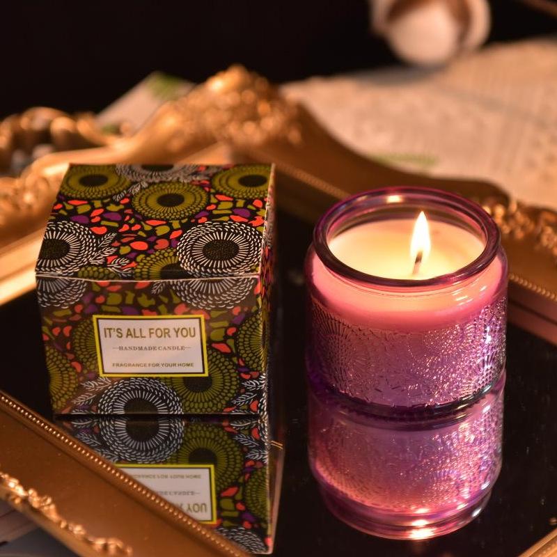 DIY Embossed Glass Handmade Plant Wax Scented Candle Creative Bedroom Scented Candle