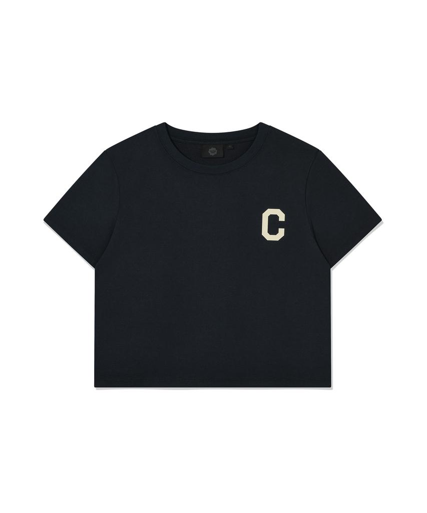 COVERNAT WOMAN Crop Cool Cotton C-Logo T-Shirt Navy