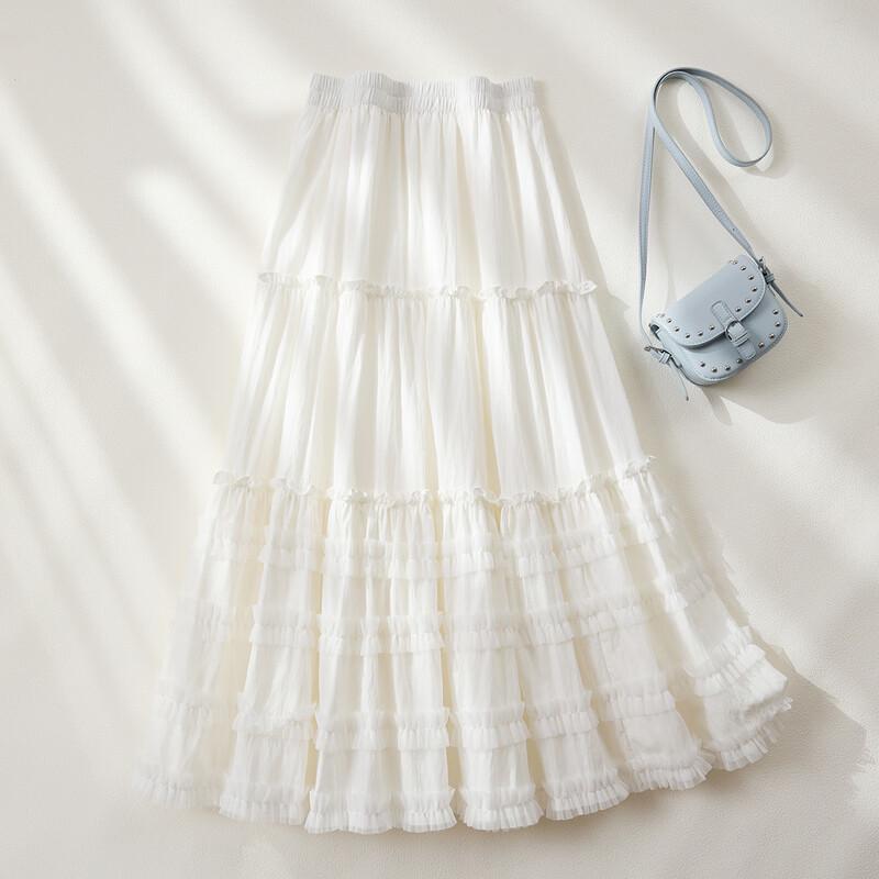 Elegant Solid Color Patchwork A-Line Midi Skirt F