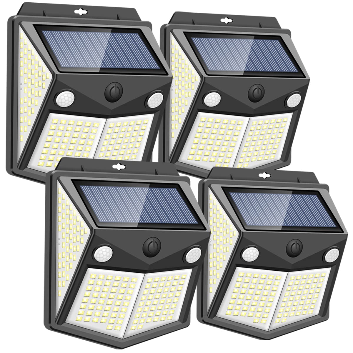 

[Upgraded Edition with Two High-Sensitivity Sensors] Solar Lights for Outdoor Use, 200 LEDs, Wide Detection Distance and Angle, 4-Sided Lighting,