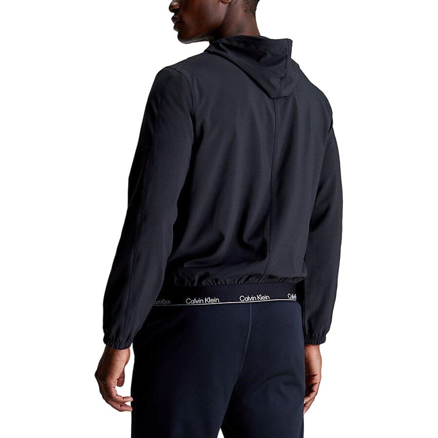 Calvin Klein Solid Fit Hooded Long Sleeve Front Zipper Jacket With Print Details Men jackets Black 00GMS4O525-BAE