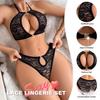 European & American Sexy Lace Lingerie Set: Sheer Mesh Thong with Tempting Half-Wrap Hips
