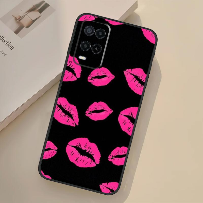 Lipstick Pink Kiss Case For Oppo A5 Pro A15 A17 A57 A77 A18 A38 A58 A78 A98 A96 A76 A16 A94 A74 A54 A40 A60 A80