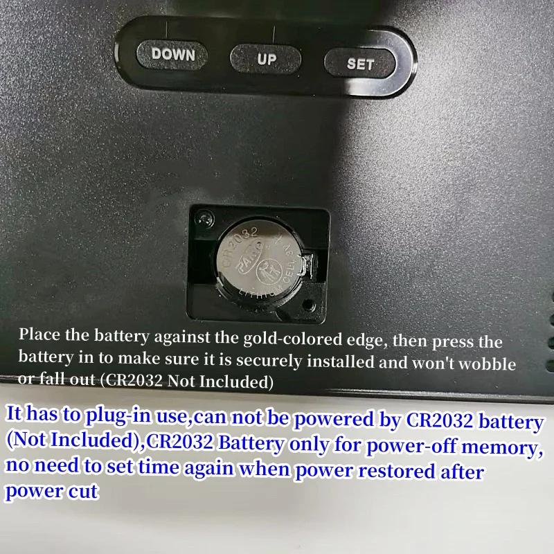 USB Powered 9 Inch Large Digital Wall Clock Temperature Date Week Timing Countdown Auto-Dimmer 2 Alarm 12/24H LED Alarm Clock