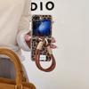 Leopard Print Leather Phone Case for Samsung Galaxy Z Flip 6 5 4 3 Flip6 Flip5 Flip4 Flip3 5G Wrist Strap Protective Cover