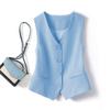 Gilet Blazer da Donna Nuovo Primavera Autunno 2026, Blu Corto Slim Fit Stratificato Gilet Capospalla Moda Casual