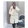 Down jacket women's medium and long knee winter new waist fashion loose thickened hooded white duck down