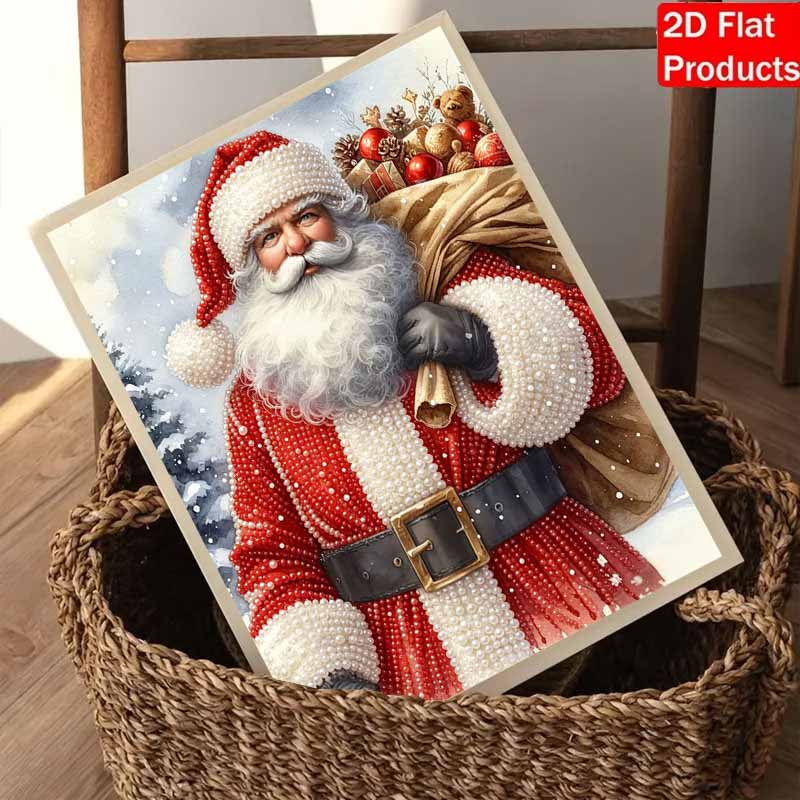Pearl Painting DIY Kit Festive Santa Claus Frameless Handmade Bead Canvas Art Creative Leisure Craft for Bedroom Living Room Holiday Decor