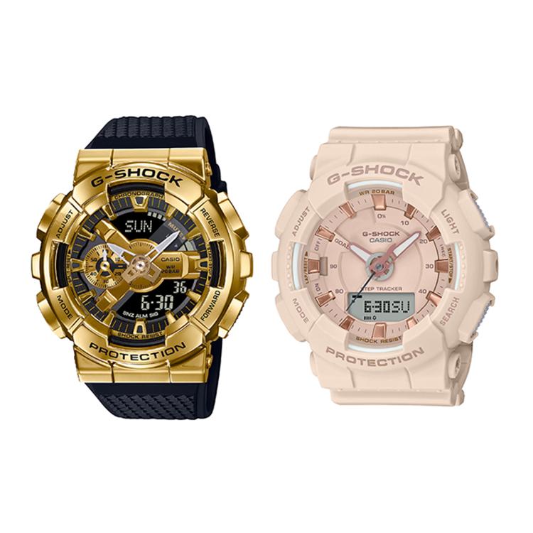 CASIO Unisex Pair Table Series Black Watch GM-110G-1A9+GMA-S130PA-4AER