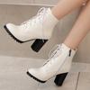 Women's high-heeled short boots autumn and winter new simple and comfortable thick-heeled large-size short boots