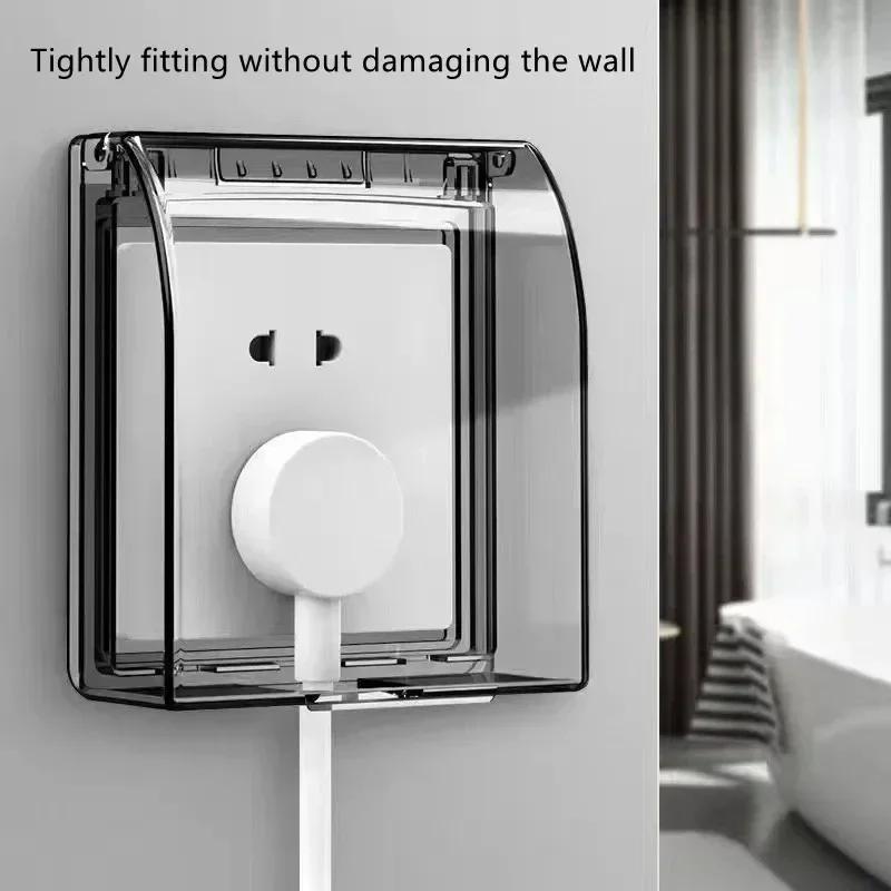 Universal 86 Type Waterproof Wall Socket Cover Switch Plate Protector Electrical Outlet Box for Home Bathroom Kitchen