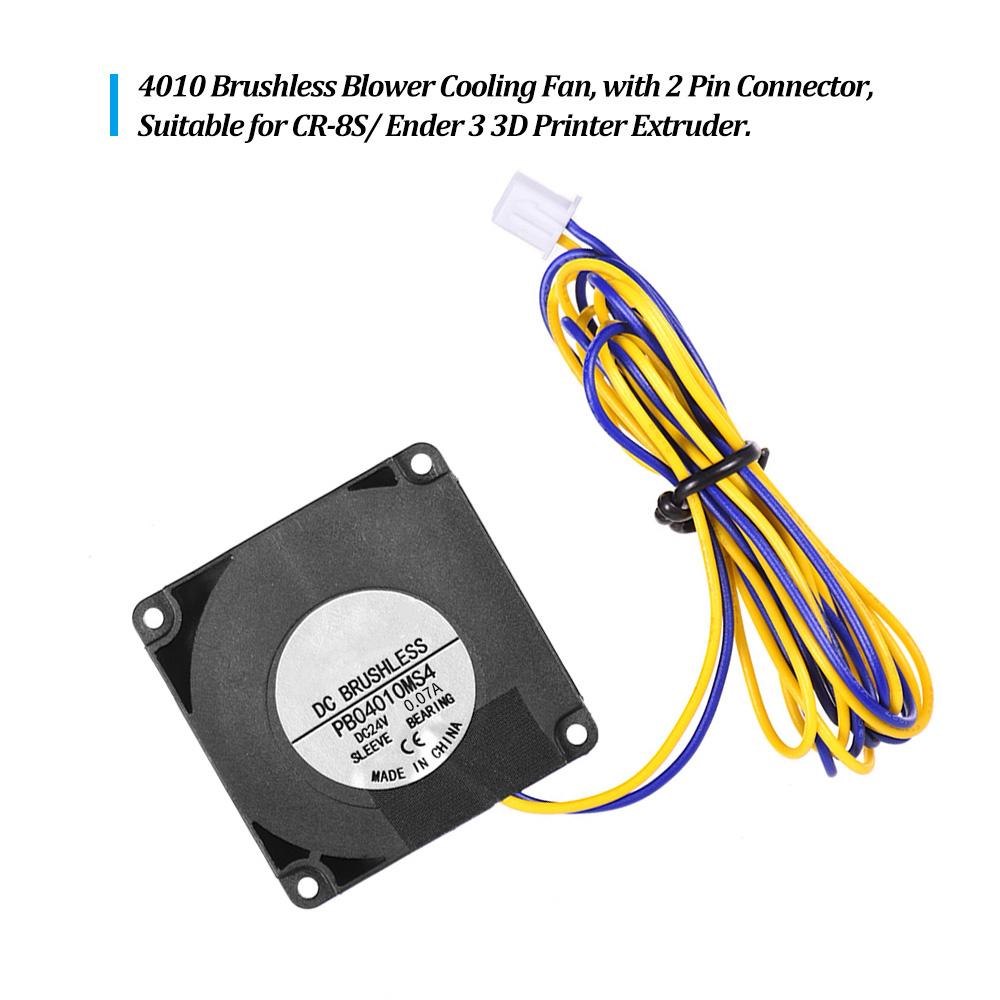 

4010 Brushless Blower Cooling Fan Turbo Fan 40 * 40 * 10mm 24V DC with Ball Bearing 2Pin Connector for CR 8S Ender 3 3D разноцветный
