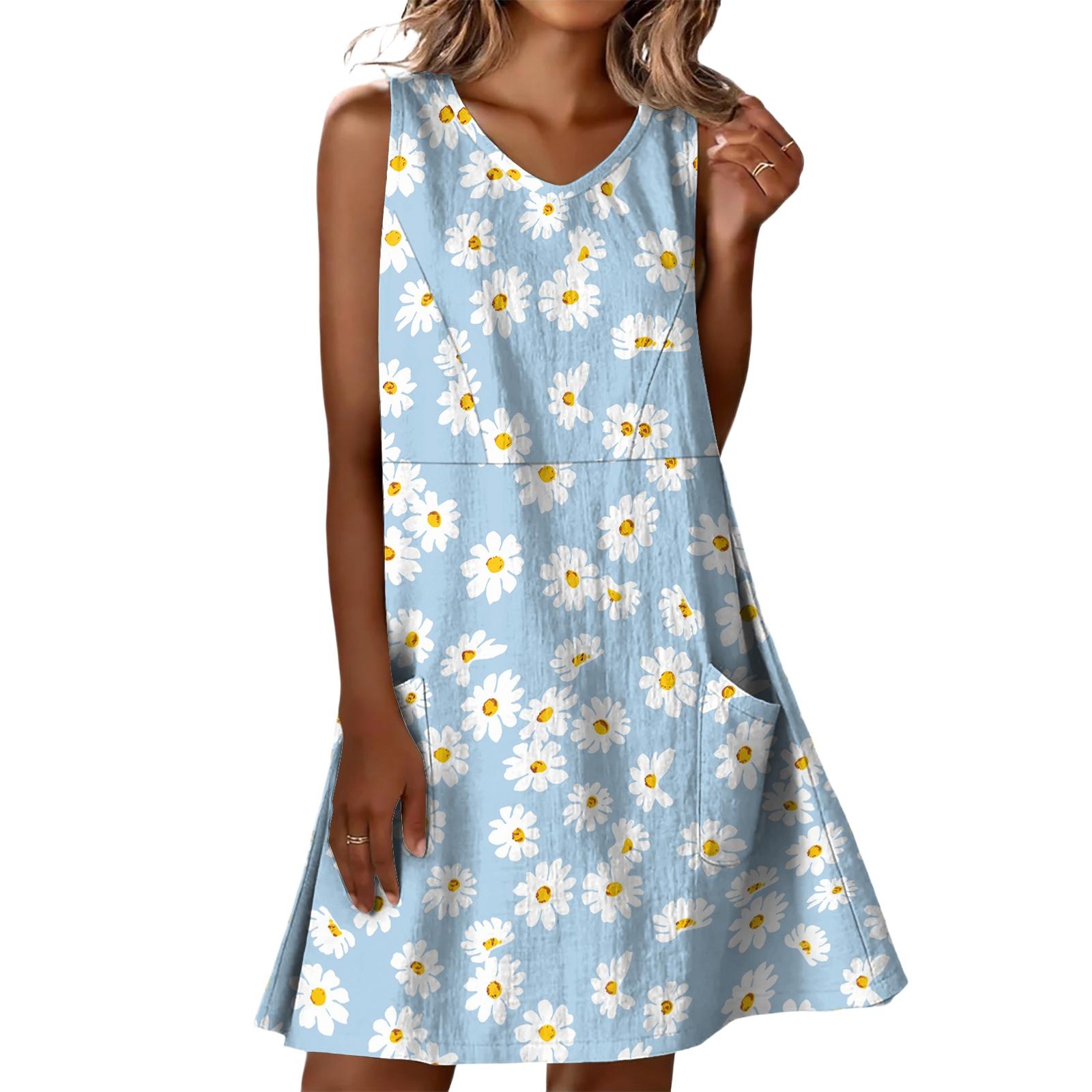

Sleeveless V Neck Spring Wedding Guest Dress with Floral Print Comfortable Boho Maxi Dress Suitable for Homecoming Dress and Cocktail Dress S белый