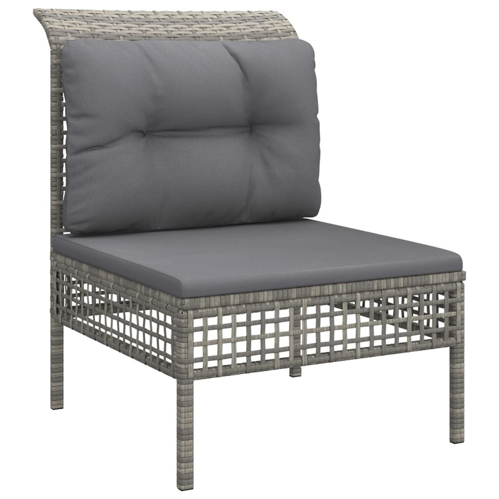 Vidaxl 7-Cz. Garden Lounge Set, Cushions, Grey, Rattan PE