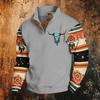 Men's Print Hoodie, Western Long Sleeve Pullover Sweatshirt with Pattern