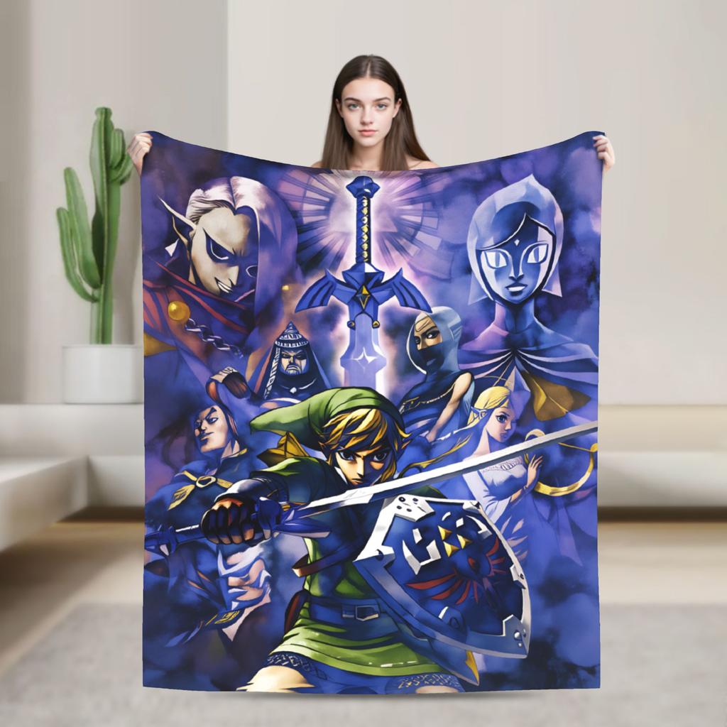Link Cartoon Z-Zeldas Soft Warm Blanket Decorative Plush Throw Blanket Aesthetic Couch Chair Flannel Bedspread Sofa Bed Cover