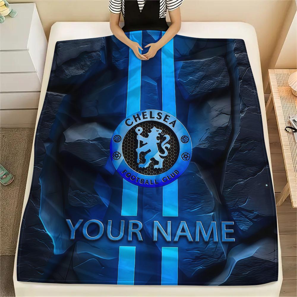 Custom Name Chelsea Football Club Flannel Blanket, High Quality Comfortable for All Seasons, Home Decor, Warmth and Comfort