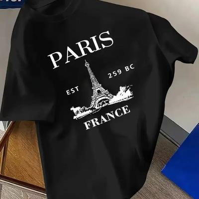 PARIS TShirt Men Women Short Sleeve Cotton Tees Luxury Brand Tshirt France Eiffel Tower Tops Summer Clothing Tops Tshirt
