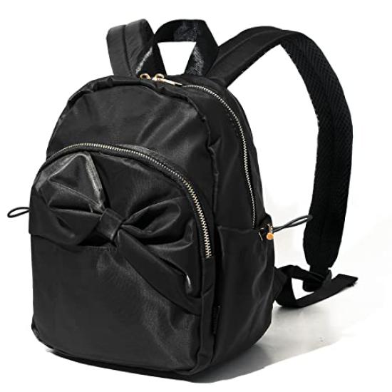 

Ribbon Motif Mini Backpack for For Popular [NARU] Women, Small, Lightweight, Stylish, Cute, Water-Repellent, Nylon, Adults, Commuting, School, чорний
