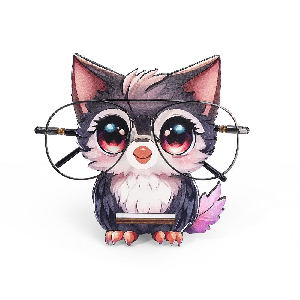 Creative Animal Glasses Frame Cartoon Cat Sunglasses Display Frame Glasses Storage Frame Hand-carved Household Wood Decoration3D