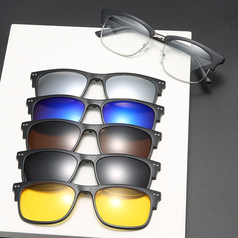 Five-Piece Magnet Set Of Glasses, Sunglasses For Men And Women, Polarized Sunglasses, Magnetic Hanging Sheet, Glasses Tide