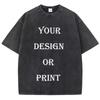 Cotton Washed Tshirt Customized Printed T Shirt Retro Top DIY Your Like Photo or Logo Tshirt Fashion Custom Top Unisex