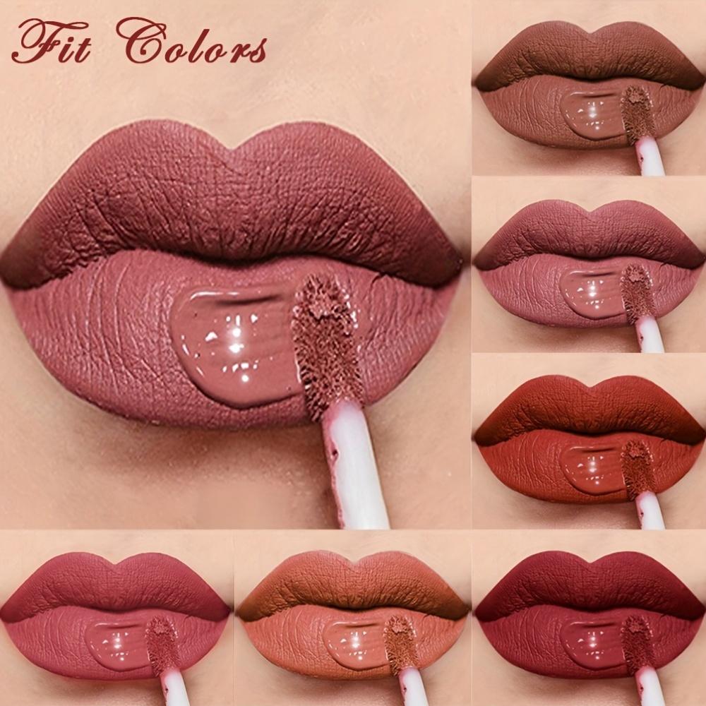 6 Farben Wasserdichter flüssiger Lippenstift, matt, samtig, Ton-Textur, Lipgloss, Bohemian-Stil, Erdbraun, langanhaltendes Antihaft-Cup-Makeup