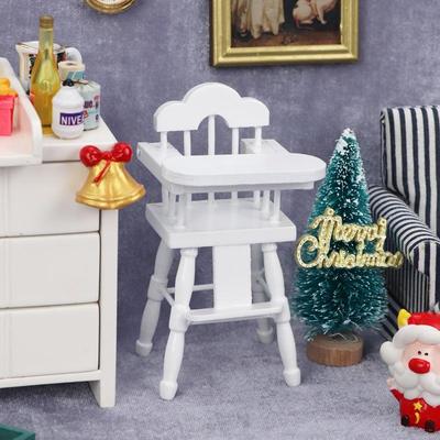 1:12 Miniature Dollhouse Baby High Chair - White Toy Furniture Model