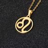 European and American Titanium Steel Simple 12 Constellation Necklace High-end Hollow Pendant Ins Male and Female Constellation Symbols