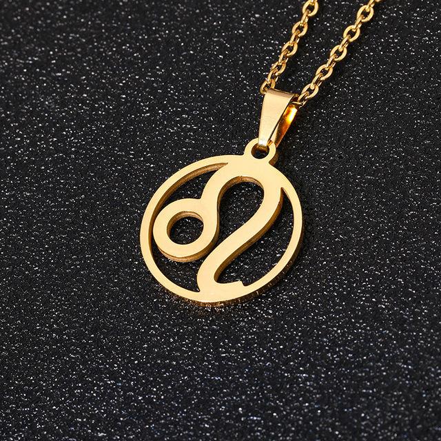 European and American Titanium Steel Simple 12 Constellation Necklace High-end Hollow Pendant Ins Male and Female Constellation Symbols