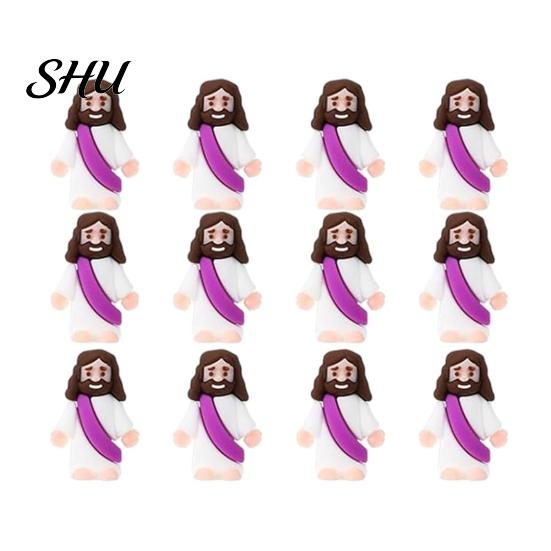 Jesus Model 12/48Pcs Mini Figurine PVC Savior Figure Themed Toy Statue Sculpture Desktop Decoration Easter Ornament Christmas Festival Gift Set