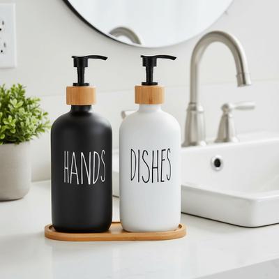 2Pcs Refillable Hand Dish Soap Dispenser Rust-Proof Empty Liquid Empty Container Anti-Rust Pump with Plate Soap Dispenser Bottle