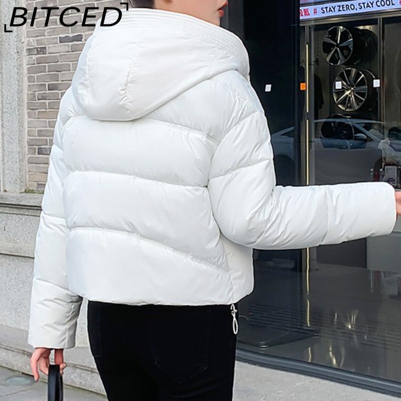 BITCED Minimalist Hooded Short Down-Filled Cotton Jacket Casual Puffer Jacket Lightweight Cotton Coat