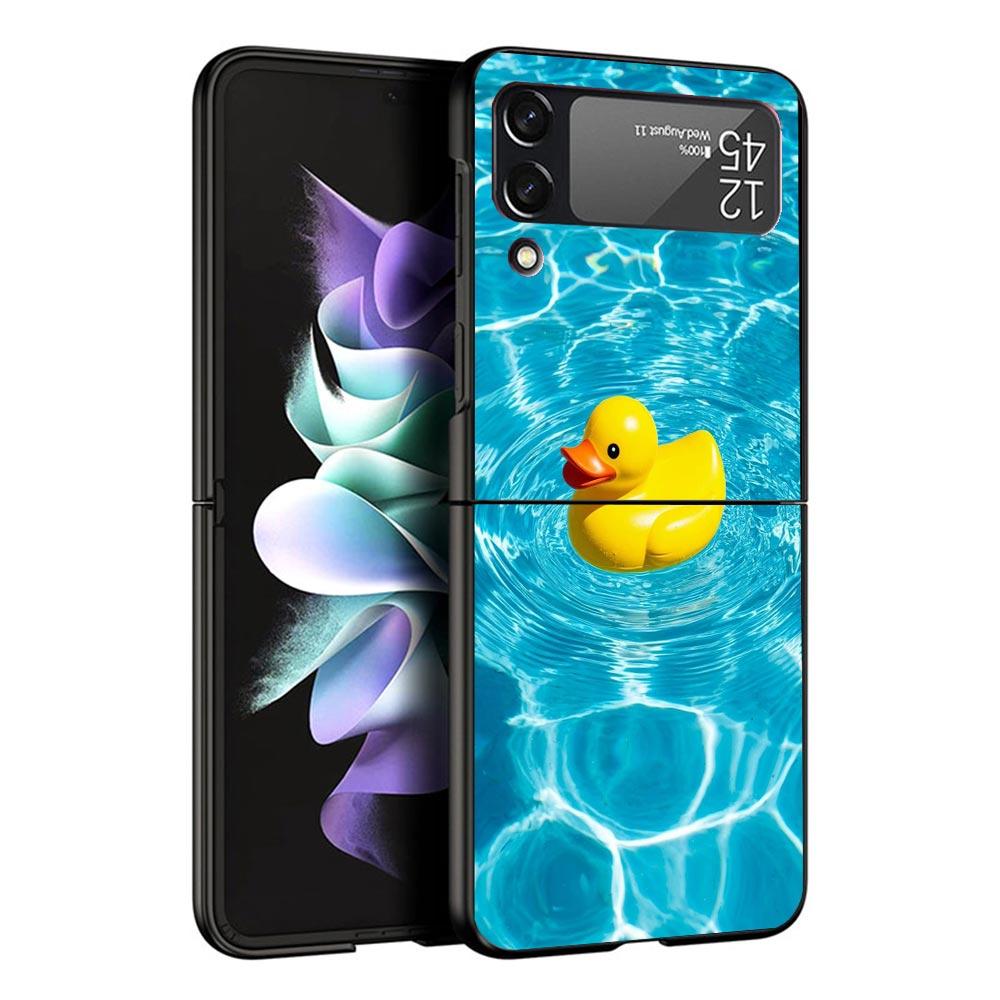 Rubber Ducks Swimming Pool Black Phone Case For Samsung ZFlip7 ZFlip6 ZFlip5 ZFlip4 ZFlip3 5G Hard Protective Galaxy Z Flip 3 4