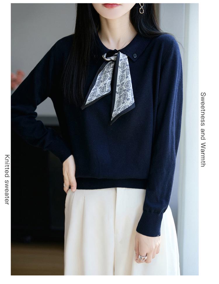 Silk Polo Collar Long Sleeve Shirt - 2025 Autumn Women's Wool Knitwear