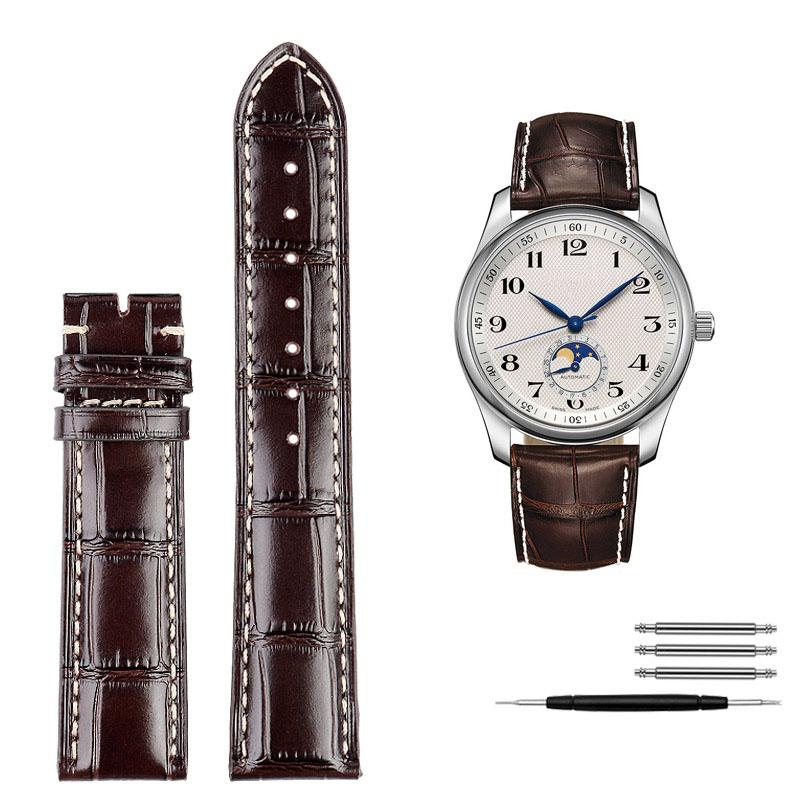

Для годинників Longines Masters Collection L2 L3 L4 Ремінець Ремінець Браслет Шкіра корови Метелик Застібка Чоловічий ремінець для годинника синій коричневий 20mm