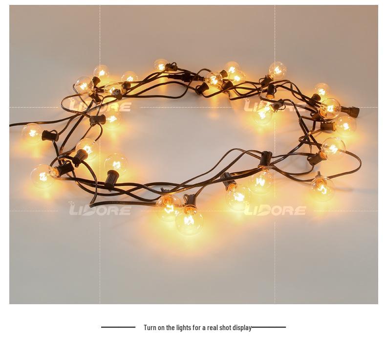 UK/US Standard G40 String Lights, 25 Clear Tungsten Filament, 220V, Indoor/Outdoor Decorative Lighting for Weddings and Christmas