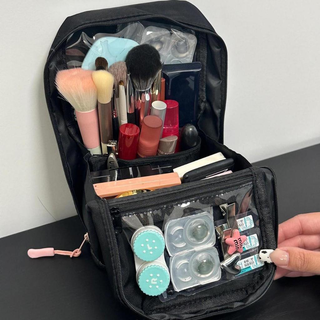 Chic Bow Makeup Bag with Compartments for Skincare & Toiletries, Large Capacity